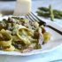 Tagliatelle with wild asparagus, bacon and saffron